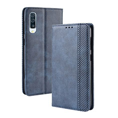 Leather Case Stands Flip Cover Holder BY4 for Samsung Galaxy A30S Blue