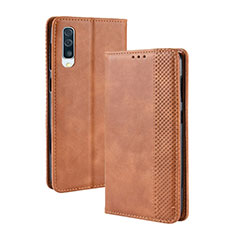 Leather Case Stands Flip Cover Holder BY4 for Samsung Galaxy A30S Brown
