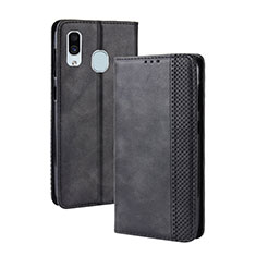 Leather Case Stands Flip Cover Holder BY4 for Samsung Galaxy A40 Black