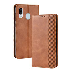 Leather Case Stands Flip Cover Holder BY4 for Samsung Galaxy A40 Brown