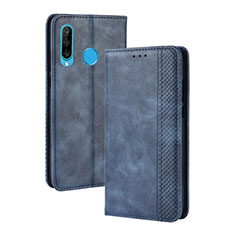 Leather Case Stands Flip Cover Holder BY4 for Samsung Galaxy A40s Blue