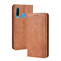 Leather Case Stands Flip Cover Holder BY4 for Samsung Galaxy A40s Brown