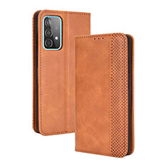Leather Case Stands Flip Cover Holder BY4 for Samsung Galaxy A52s 5G Brown