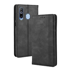 Leather Case Stands Flip Cover Holder BY4 for Samsung Galaxy A60 Black