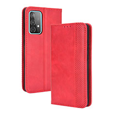 Leather Case Stands Flip Cover Holder BY4 for Samsung Galaxy A72 5G Red
