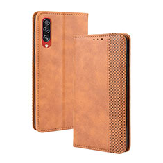 Leather Case Stands Flip Cover Holder BY4 for Samsung Galaxy A90 5G Brown