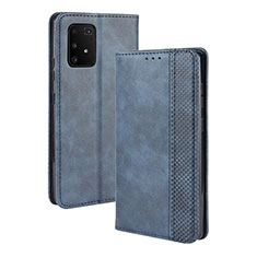 Leather Case Stands Flip Cover Holder BY4 for Samsung Galaxy A91 Blue