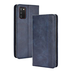 Leather Case Stands Flip Cover Holder BY4 for Samsung Galaxy F02S SM-E025F Blue