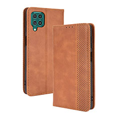 Leather Case Stands Flip Cover Holder BY4 for Samsung Galaxy F62 5G Brown