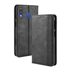 Leather Case Stands Flip Cover Holder BY4 for Samsung Galaxy M20 Black