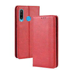 Leather Case Stands Flip Cover Holder BY4 for Samsung Galaxy M30 Red