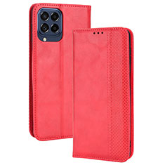 Leather Case Stands Flip Cover Holder BY4 for Samsung Galaxy M33 5G Red