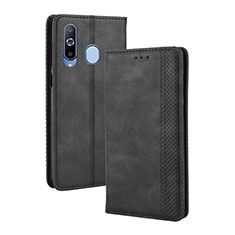 Leather Case Stands Flip Cover Holder BY4 for Samsung Galaxy M40 Black