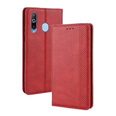 Leather Case Stands Flip Cover Holder BY4 for Samsung Galaxy M40 Red
