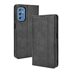 Leather Case Stands Flip Cover Holder BY4 for Samsung Galaxy M52 5G Black