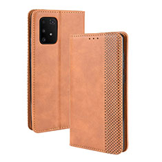 Leather Case Stands Flip Cover Holder BY4 for Samsung Galaxy M80S Brown