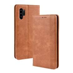 Leather Case Stands Flip Cover Holder BY4 for Samsung Galaxy Note 10 Plus 5G Brown