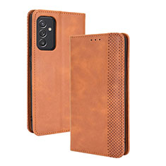 Leather Case Stands Flip Cover Holder BY4 for Samsung Galaxy Quantum2 5G Brown