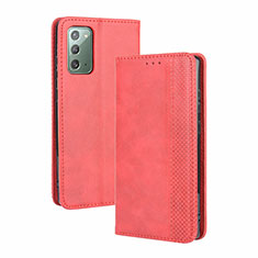 Leather Case Stands Flip Cover Holder BY4 for Samsung Galaxy S20 FE (2022) 5G Red