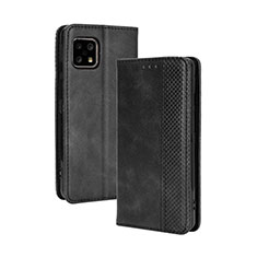 Leather Case Stands Flip Cover Holder BY4 for Sharp Aquos Sense4 Basic Black
