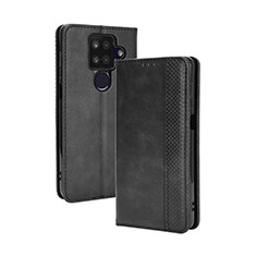 Leather Case Stands Flip Cover Holder BY4 for Sharp Aquos Sense4 Plus Black