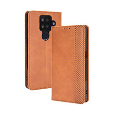Leather Case Stands Flip Cover Holder BY4 for Sharp Aquos Sense4 Plus Brown