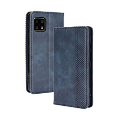 Leather Case Stands Flip Cover Holder BY4 for Sharp Aquos Sense5G Blue