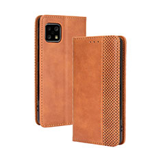 Leather Case Stands Flip Cover Holder BY4 for Sharp Aquos Sense5G Brown