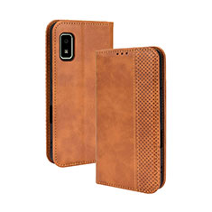 Leather Case Stands Flip Cover Holder BY4 for Sharp Aquos wish Brown