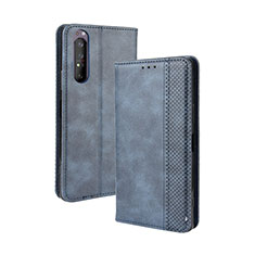 Leather Case Stands Flip Cover Holder BY4 for Sony Xperia 1 II Blue