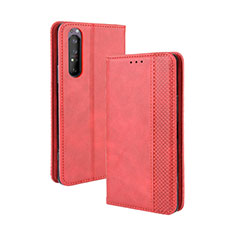 Leather Case Stands Flip Cover Holder BY4 for Sony Xperia 1 II Red