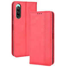 Leather Case Stands Flip Cover Holder BY4 for Sony Xperia 10 IV Red