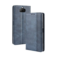 Leather Case Stands Flip Cover Holder BY4 for Sony Xperia 8 Lite Blue