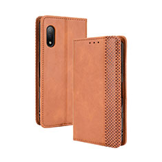 Leather Case Stands Flip Cover Holder BY4 for Sony Xperia Ace II SO-41B Brown