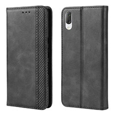 Leather Case Stands Flip Cover Holder BY4 for Sony Xperia L3 Black