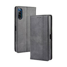 Leather Case Stands Flip Cover Holder BY4 for Sony Xperia L4 Black