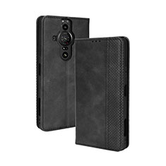 Leather Case Stands Flip Cover Holder BY4 for Sony Xperia PRO-I Black