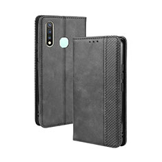 Leather Case Stands Flip Cover Holder BY4 for Vivo iQOO U3 4G Black
