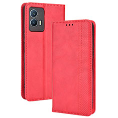 Leather Case Stands Flip Cover Holder BY4 for Vivo iQOO U5 5G Red