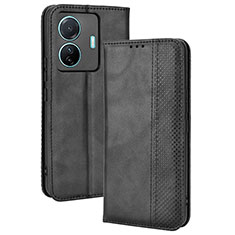 Leather Case Stands Flip Cover Holder BY4 for Vivo T1 5G Black