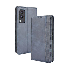 Leather Case Stands Flip Cover Holder BY4 for Vivo V21e 5G Blue