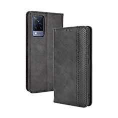 Leather Case Stands Flip Cover Holder BY4 for Vivo V21s 5G Black