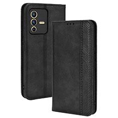 Leather Case Stands Flip Cover Holder BY4 for Vivo V23 5G Black