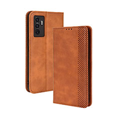 Leather Case Stands Flip Cover Holder BY4 for Vivo V23e 5G Brown