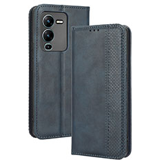 Leather Case Stands Flip Cover Holder BY4 for Vivo V25 Pro 5G Blue