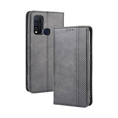 Leather Case Stands Flip Cover Holder BY4 for Vivo Y50 Black