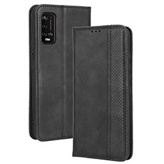 Leather Case Stands Flip Cover Holder BY4 for Wiko Power U20 Black