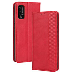 Leather Case Stands Flip Cover Holder BY4 for Wiko Power U20 Red