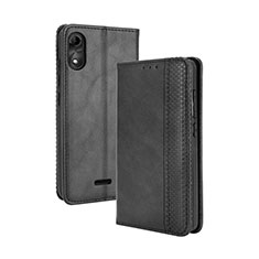 Leather Case Stands Flip Cover Holder BY4 for Wiko Y51 Black