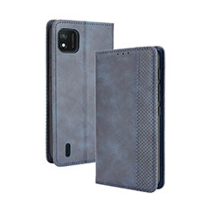Leather Case Stands Flip Cover Holder BY4 for Wiko Y62 Blue